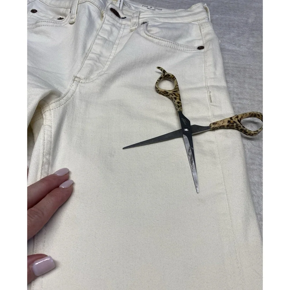 Rag & Bone Jeans Womens 23 Peyton Mid Rise Bootcurt Raw Hem White Denim Pants